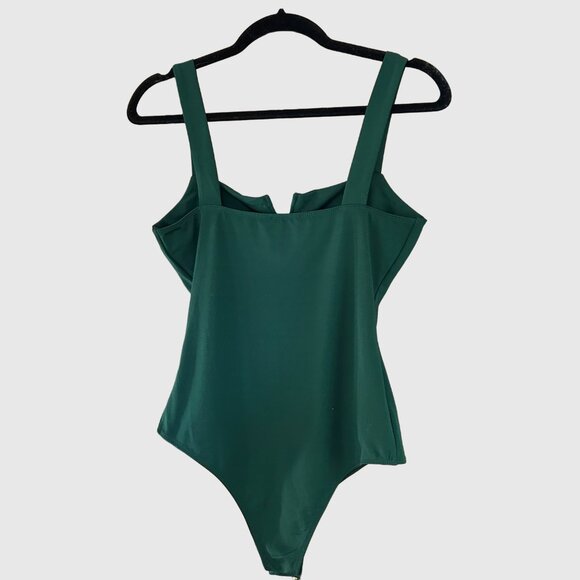 Women's Square Neckline Bodysuit  - Forest Green - Medium - Picture 3 of 6